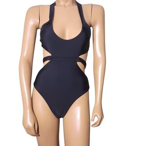 Elegant Black Women's Halter Swimsuit
